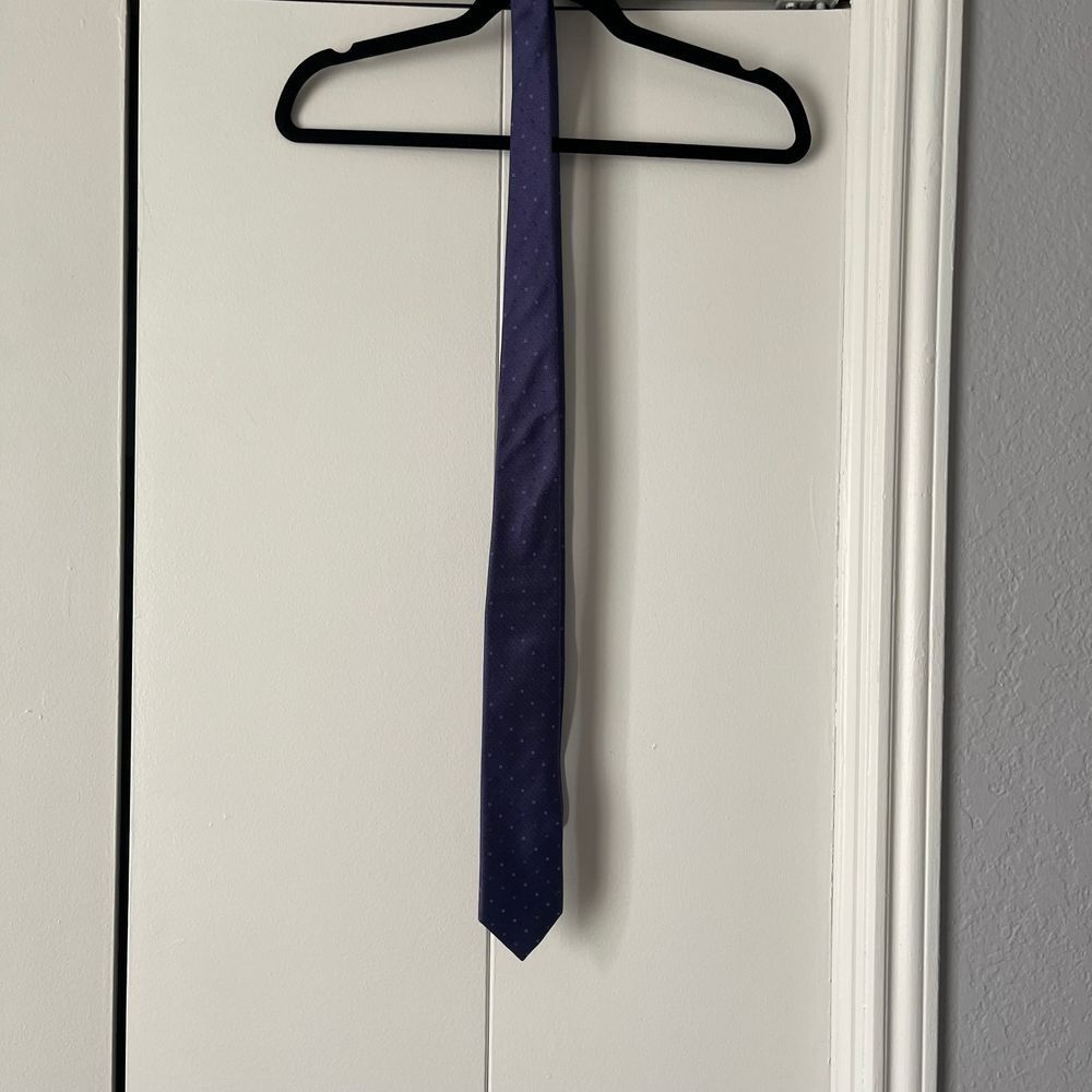 Tattersall Purple Blue Dotted Silk Tie Classic Business Professional Menswear‎